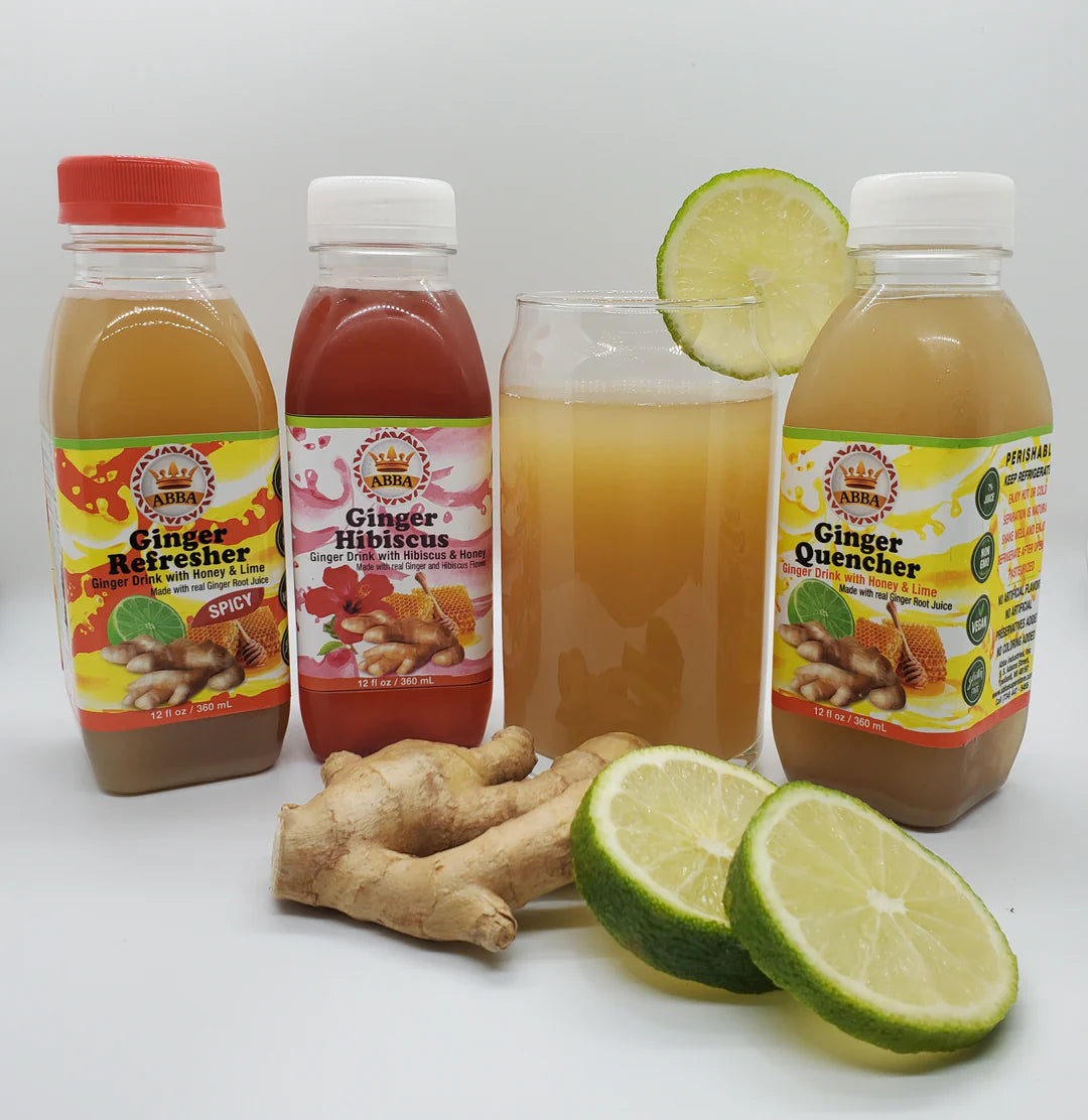 12 Pack Combo - Six 12 oz Bottles Each of Ginger Quencher & Ginger Refresher Drinks - 12 Total